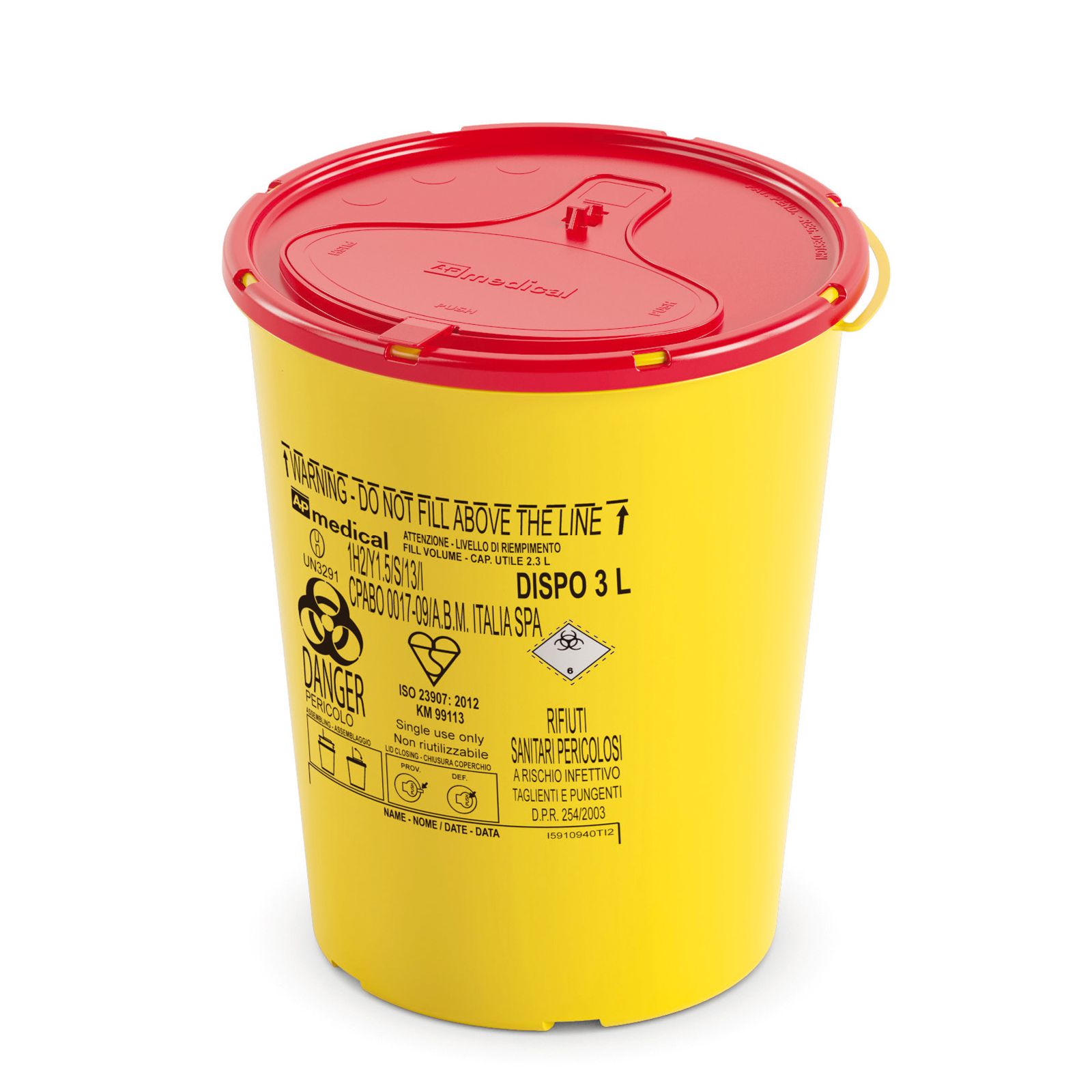 DISPO Контейнер для збору та утилізації голок і медичних відходів ємкість 3 л. (з PP, круглий)